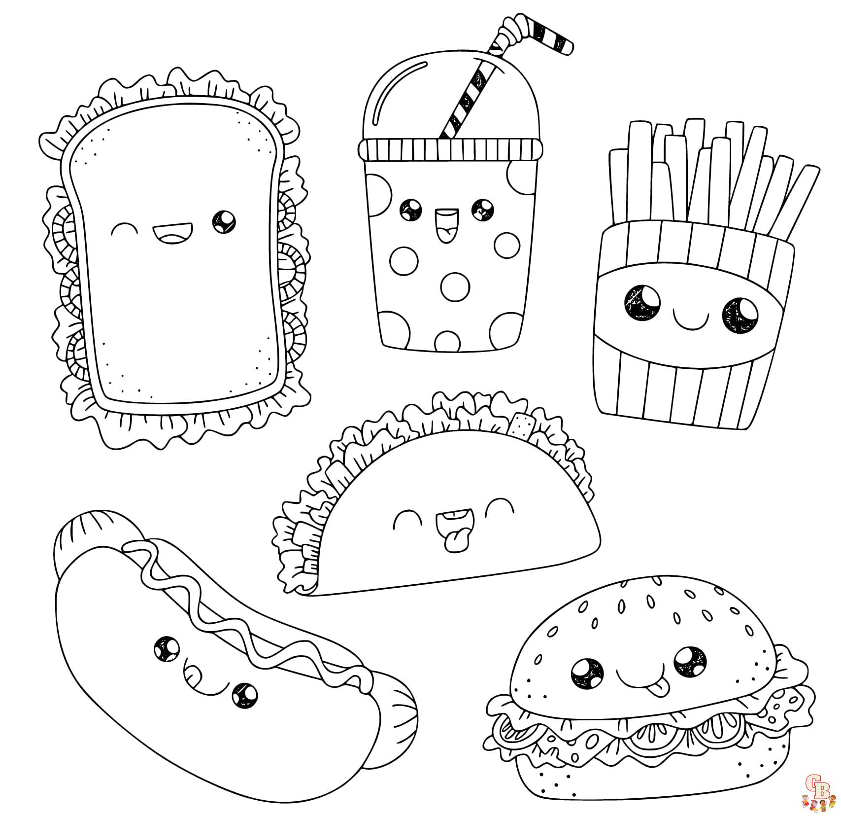 Printable Snack coloring sheets