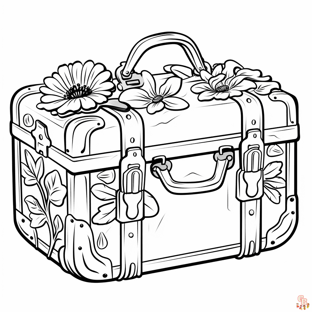 Printable Suitcase coloring sheets