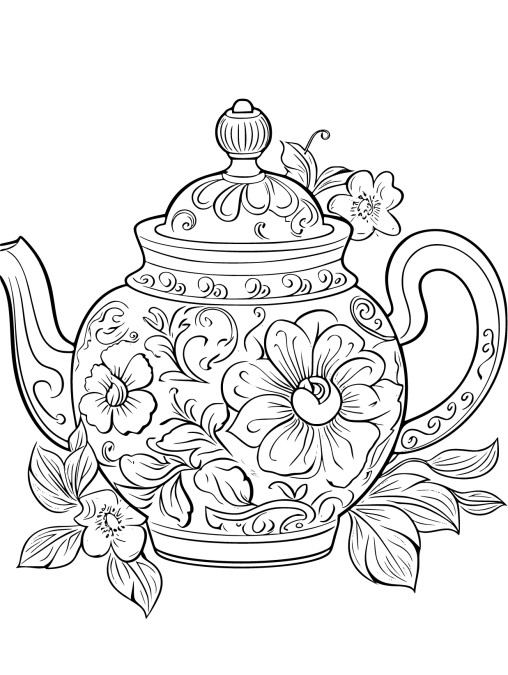 Printable Teapot Coloring Pages Free For Kids And Adults