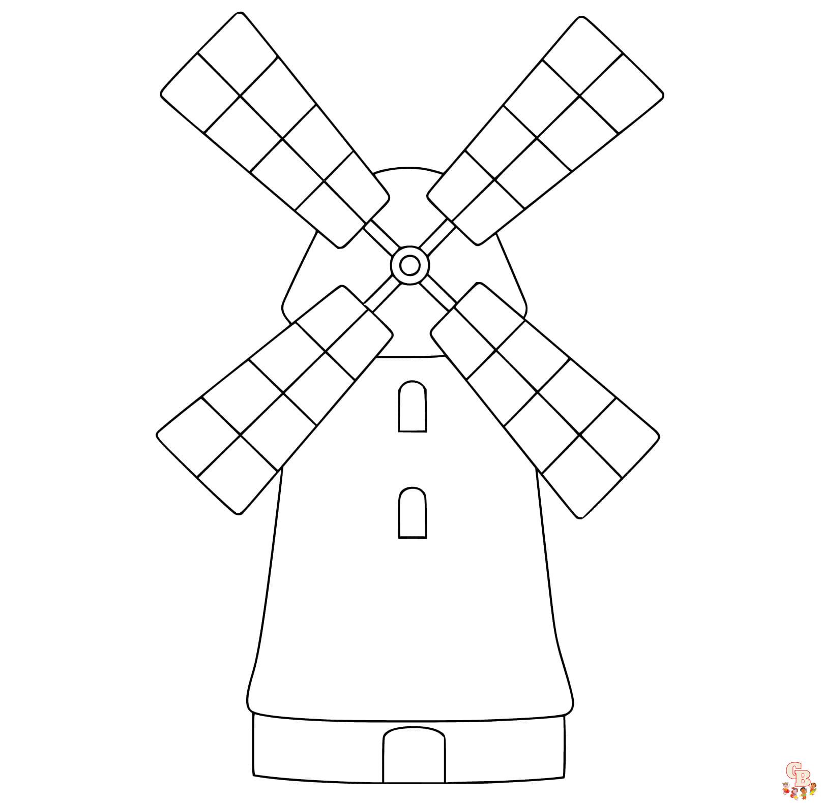 Printable Windmill coloring sheets