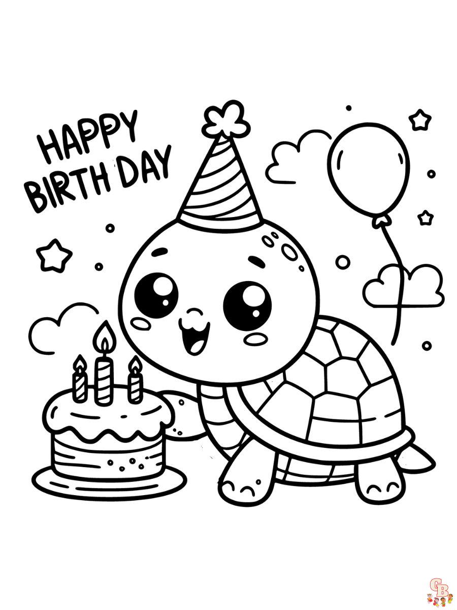 Printable cute happy birthday coloring pages free