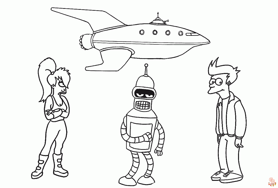 Printable futurama coloring sheet