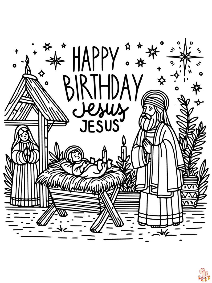 Printable happy birthday jesus coloring page