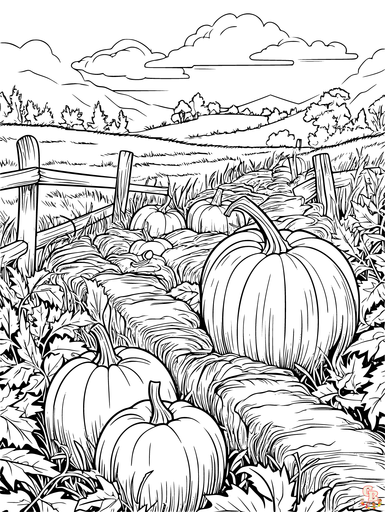 Printable Pumpkin Patch Coloring Pages Free For Kids And Adults