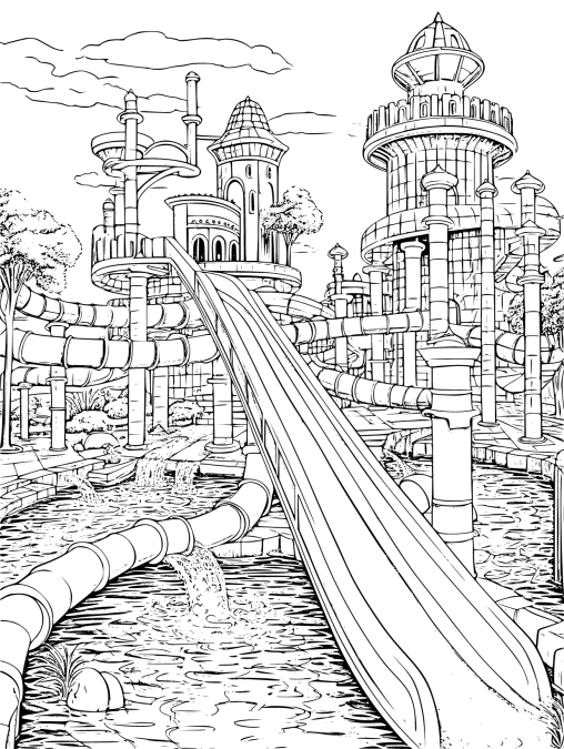 Printable Waterpark Coloring Pages Free For Kids And Adults