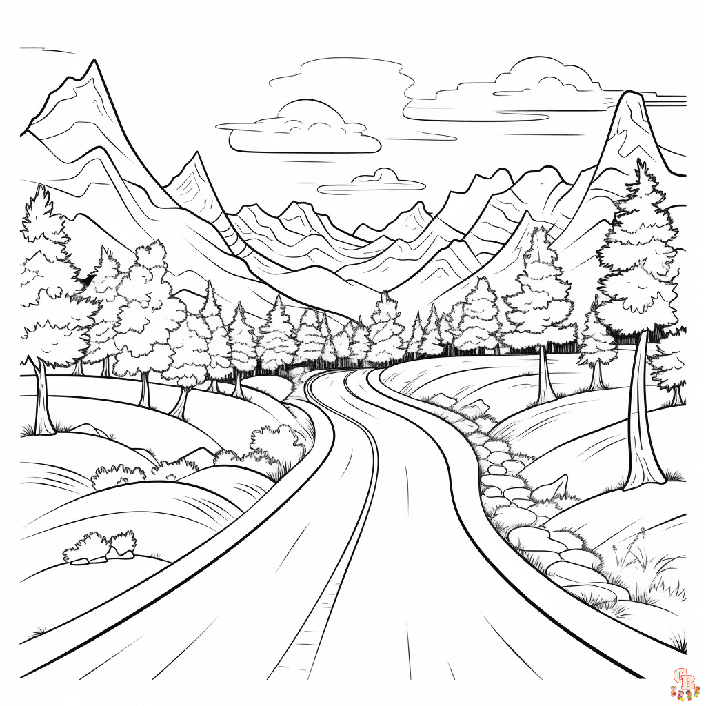 Road coloring pages free