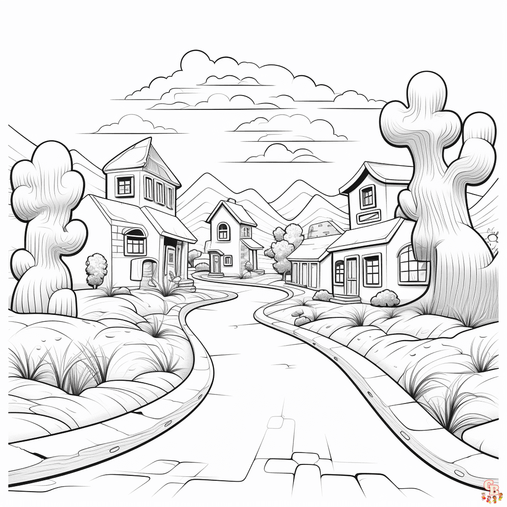 Road coloring pages printable