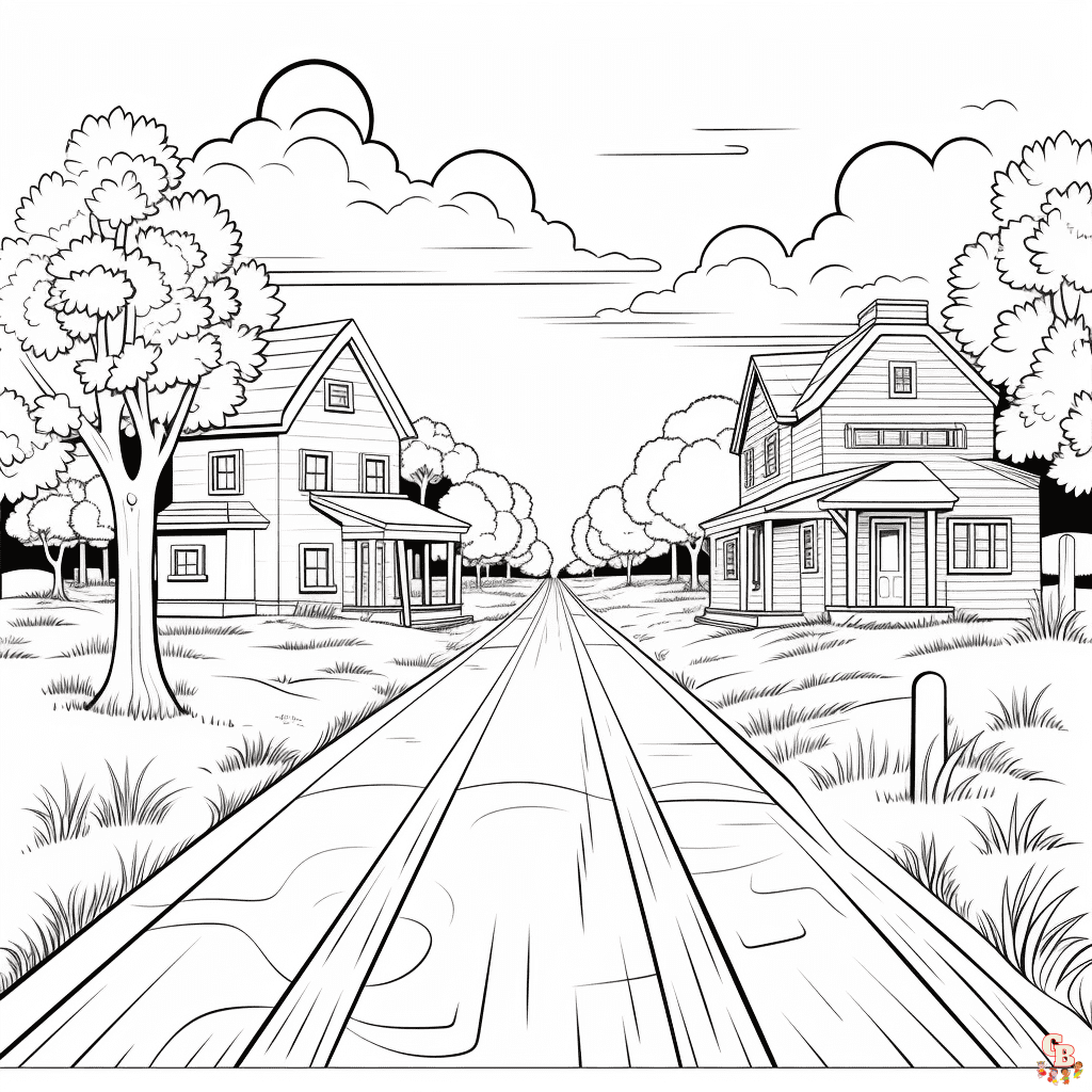 Road coloring pages to print