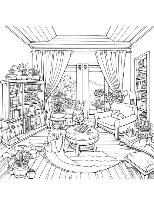 Room Coloring Pages 508x677 