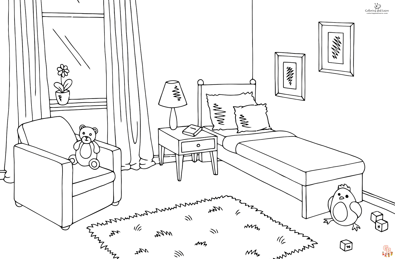 Room coloring pages printable free