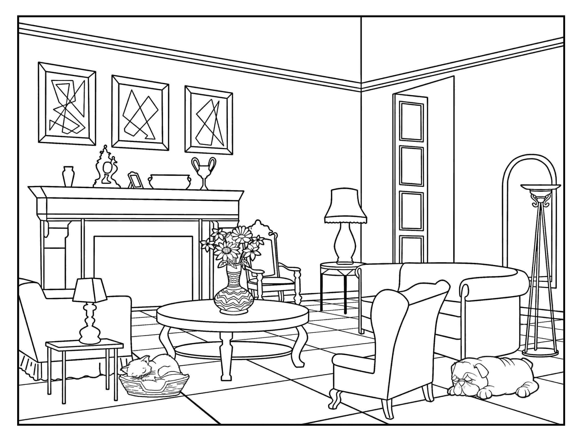 Printable Room Coloring Pages Free For Kids And Adults