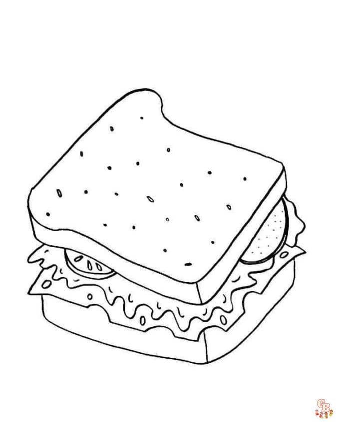 Sandwich coloring pages free