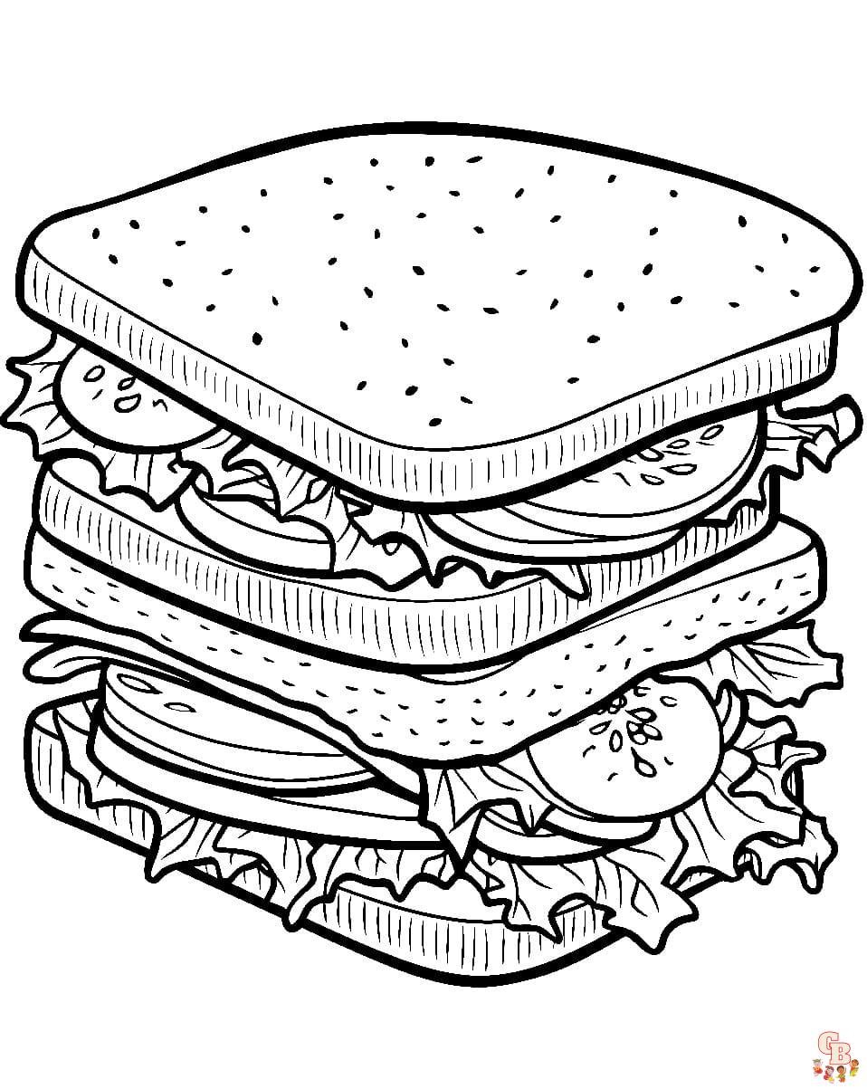 Sandwich coloring pages printable free