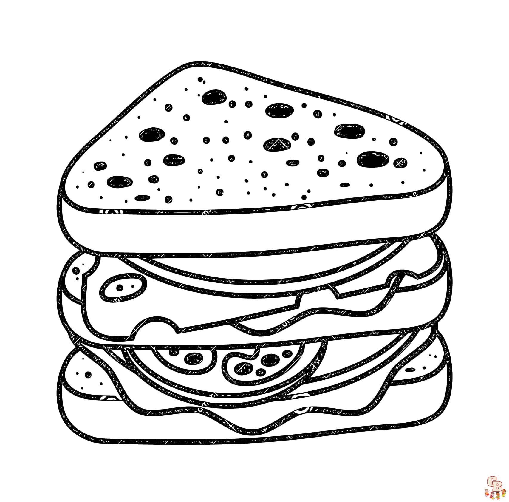 Sandwich coloring pages to print