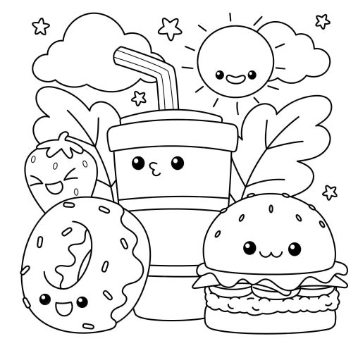 Printable Snack Coloring Pages Free For Kids And Adults