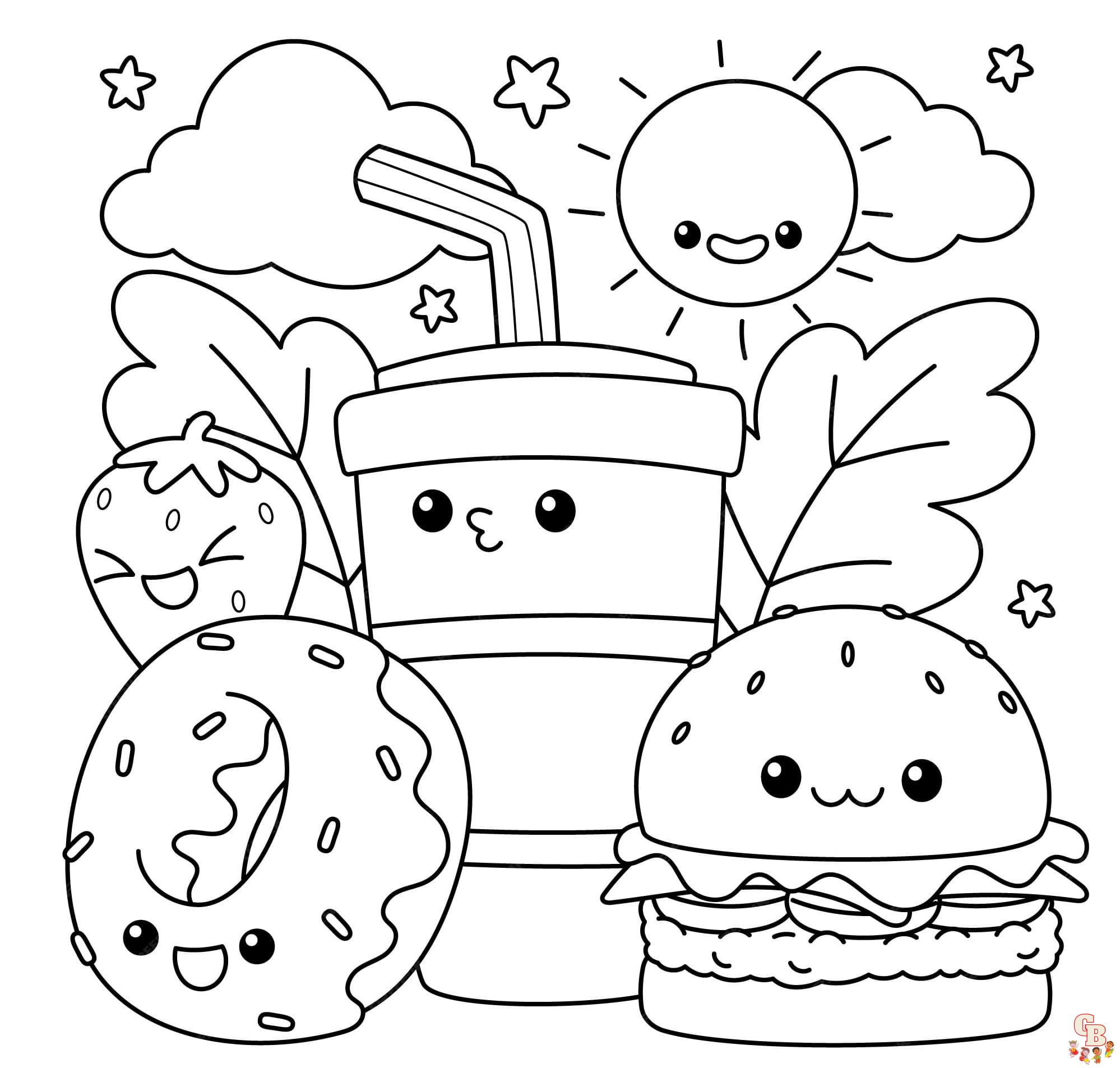 Snack coloring pages printable free