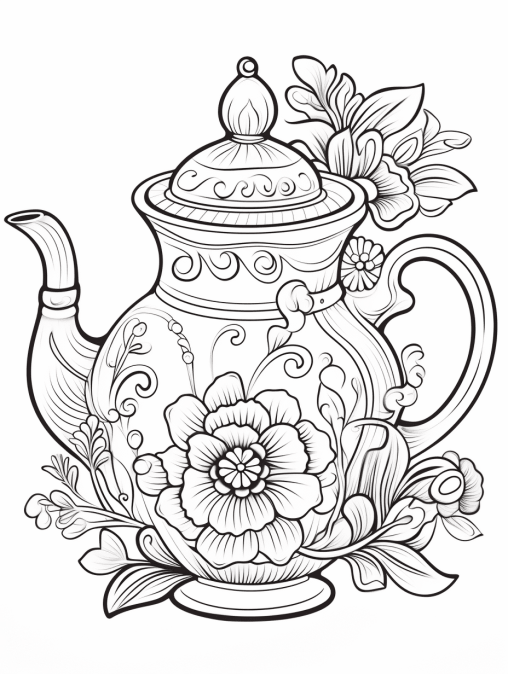 Printable Teapot Coloring Pages Free For Kids And Adults