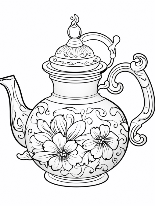 Printable Teapot Coloring Pages Free For Kids And Adults