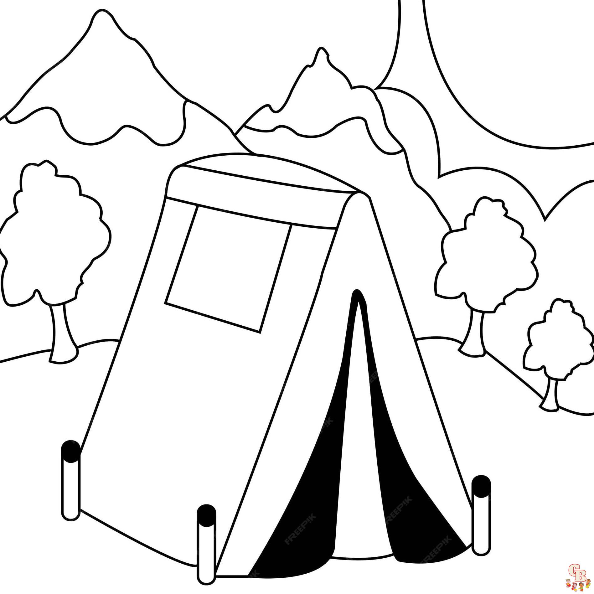 Tent coloring pages free