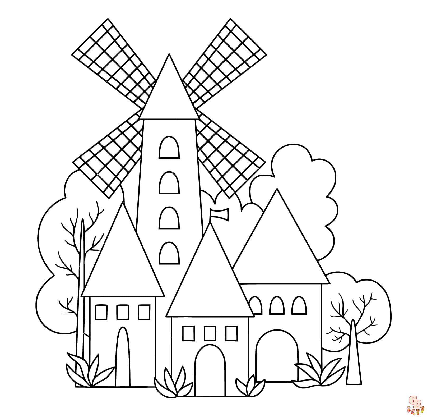 Windmill Coloring Sheets