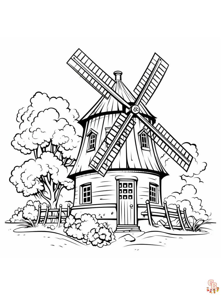 Windmill coloring pages