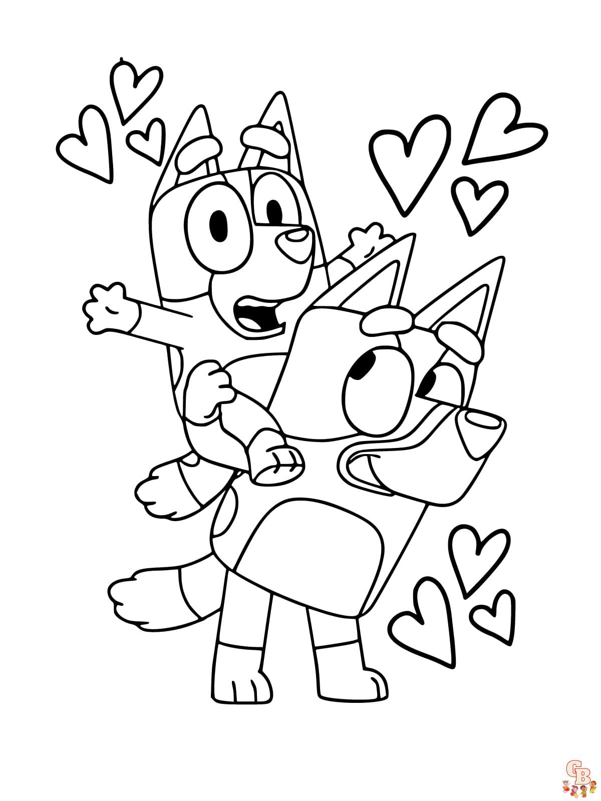 bluey coloring pages bingo