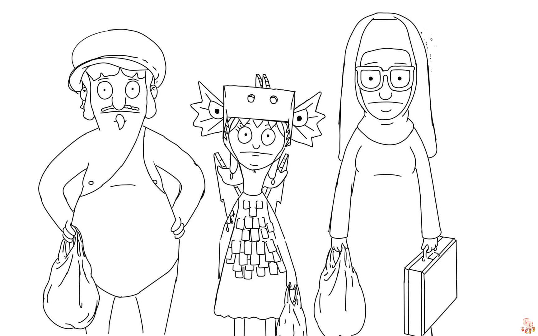 bob's burgers coloring pages free