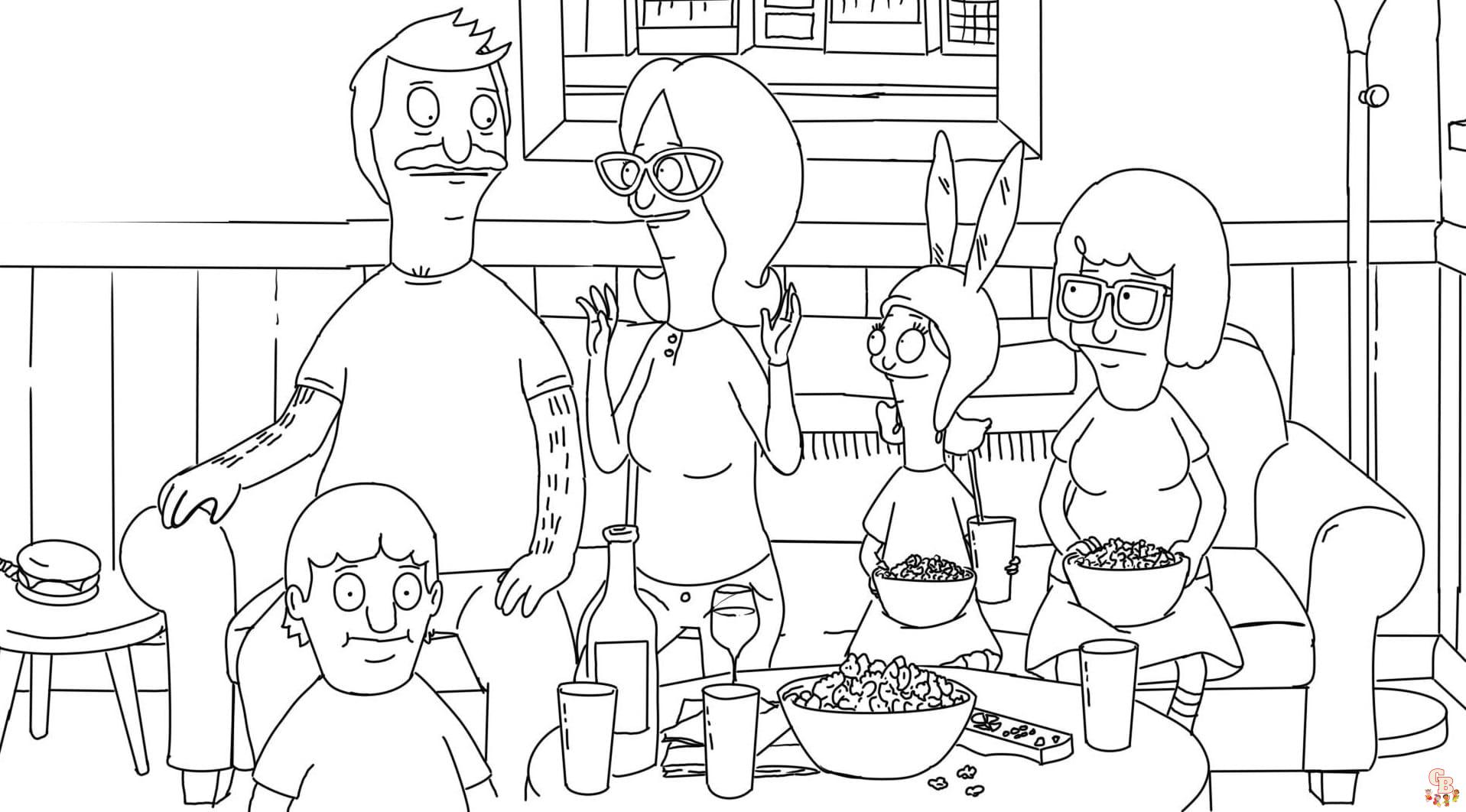 bob's burgers coloring pages printable free