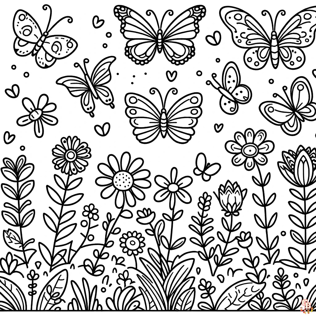butterfly garden coloring page