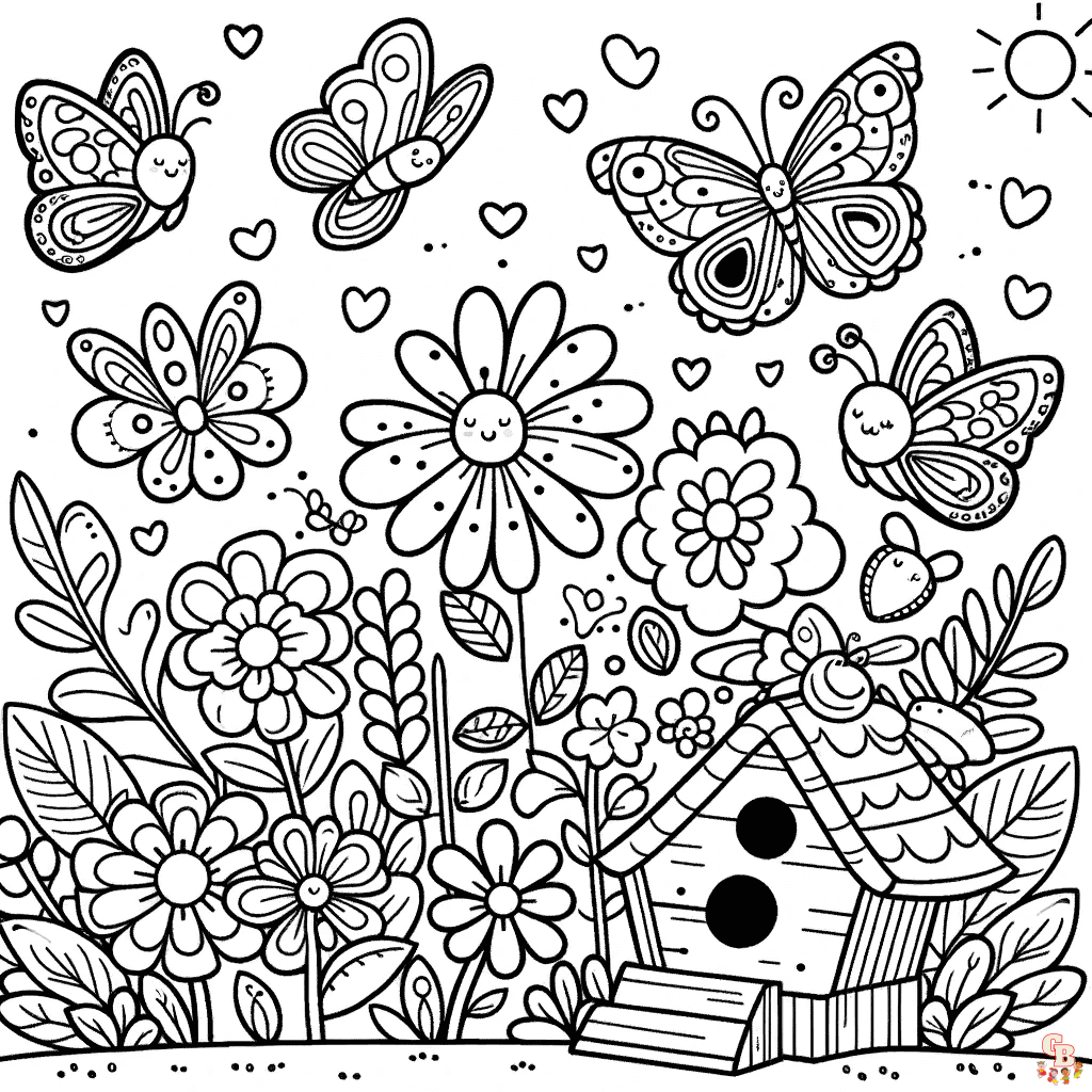 butterfly garden coloring pages for kids