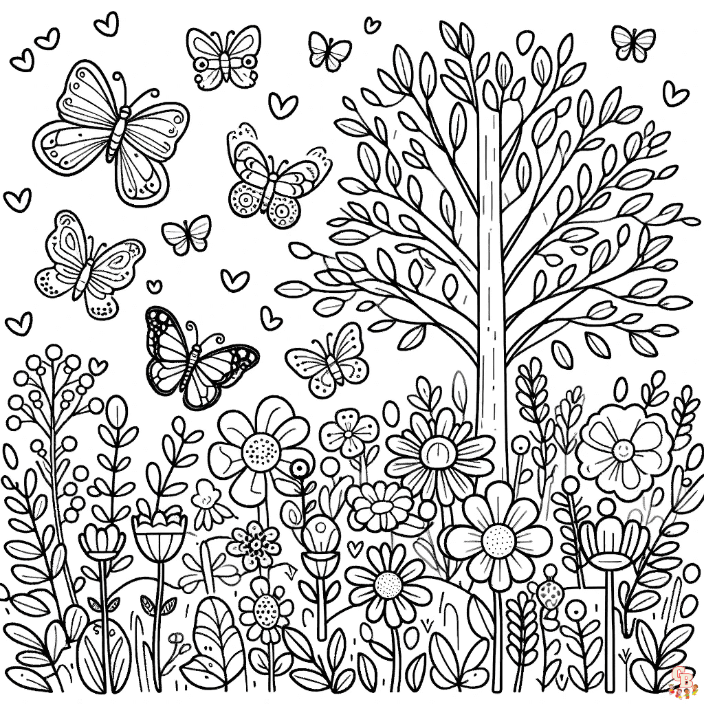 butterfly garden coloring pages free