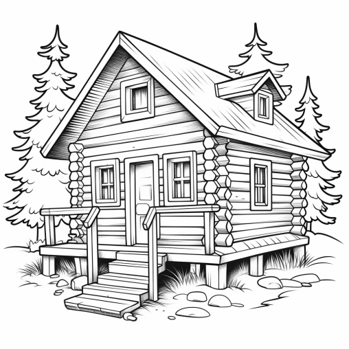 Printable Cabin Coloring Pages Free For Kids And Adults