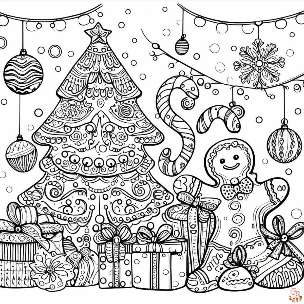 christmas coloring pages gingerbread and christmas tree