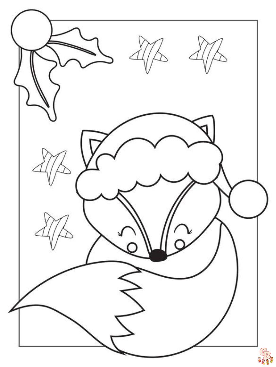 christmas fox coloring pages