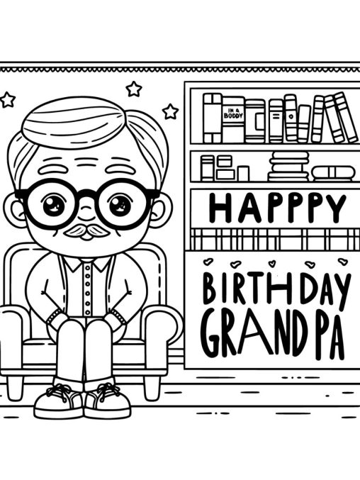 Happy Birthday Coloring Pages - Coloring Pages For Happy Birthday Grandpa 508x677
