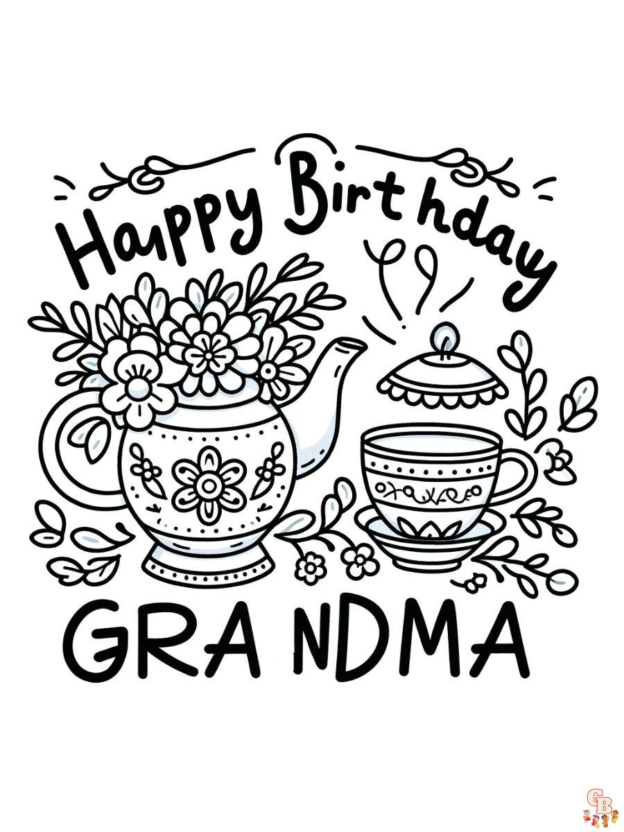 cute happy birthday grandma coloring pages