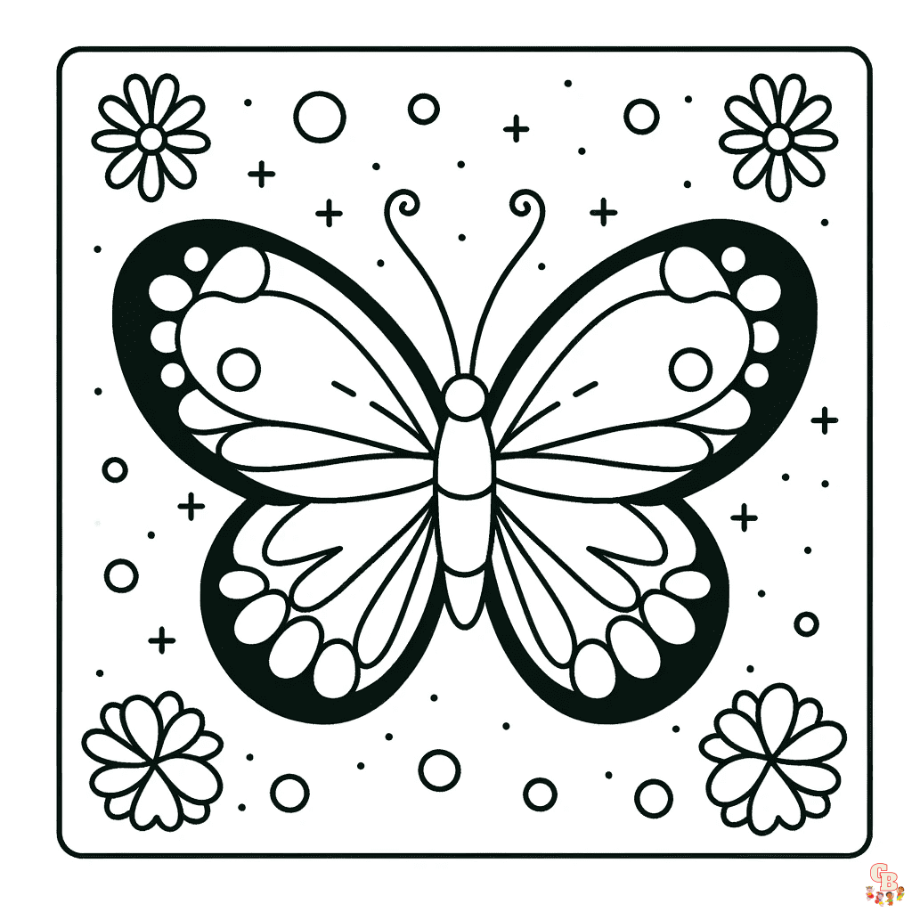 easy butterfly coloring pages for adults
