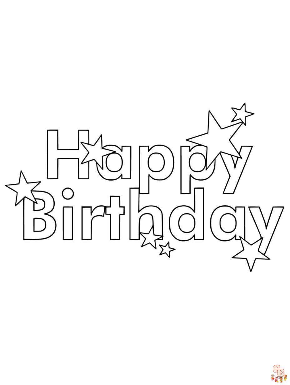 easy happy birthday coloring pages to put on a card