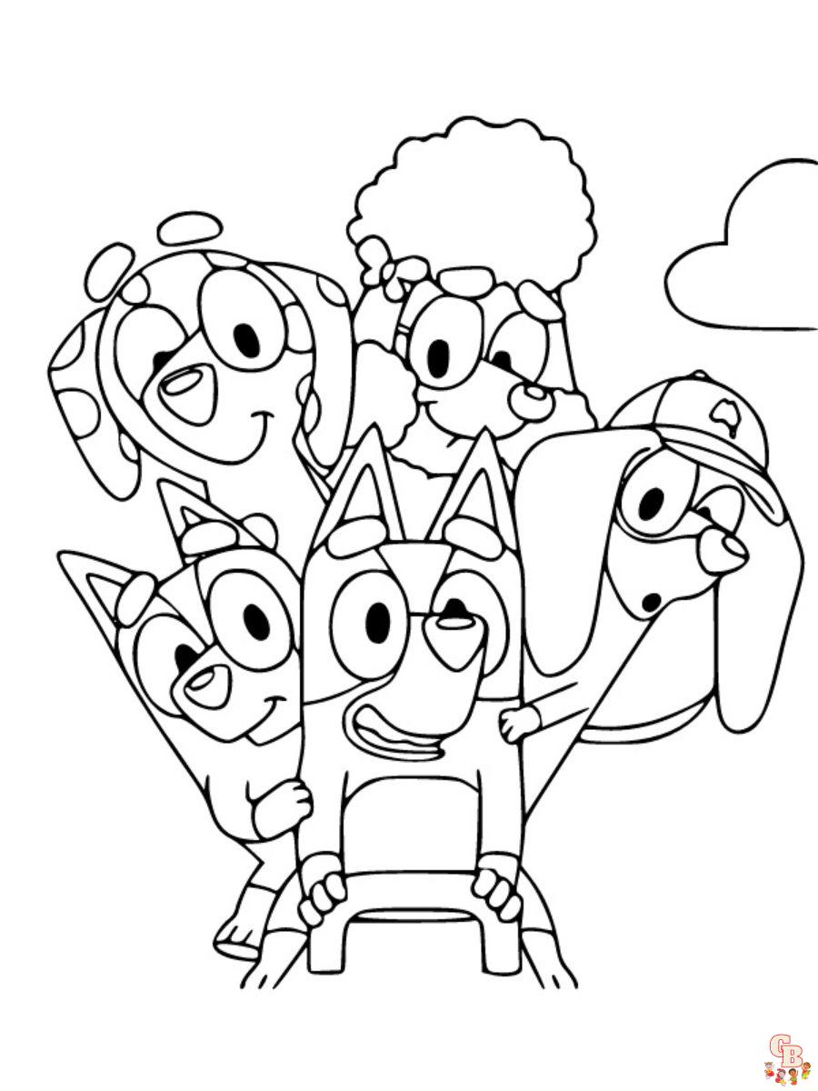 friends bluey coloring pages