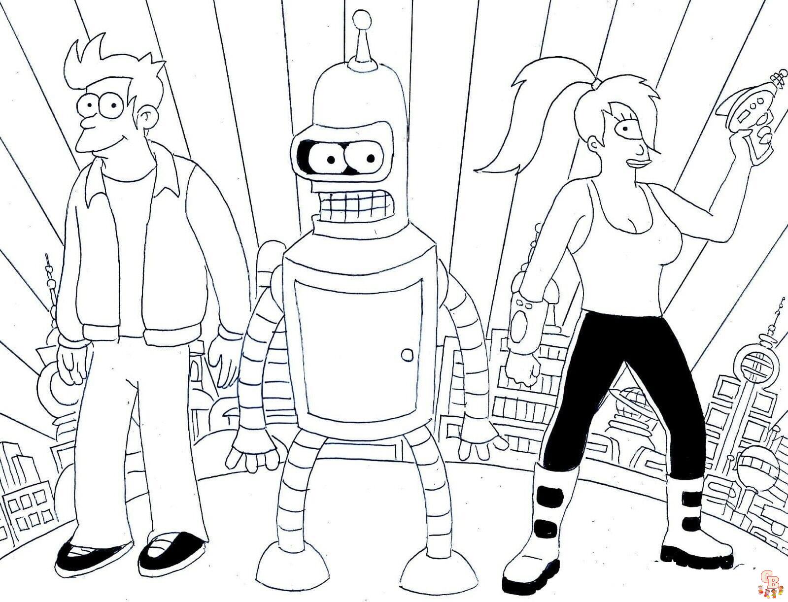 futurama coloring pages free printable