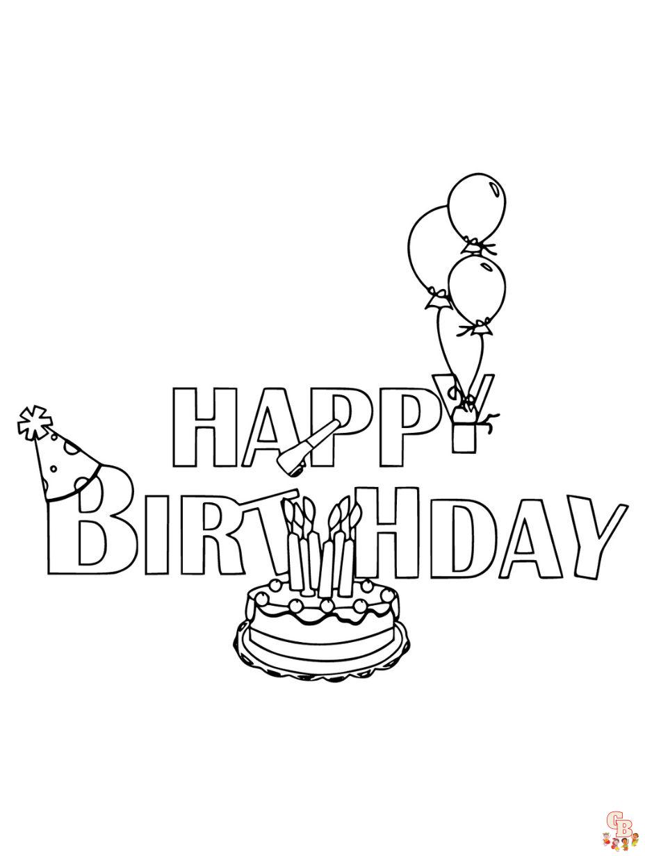 happy birthday card coloring pages