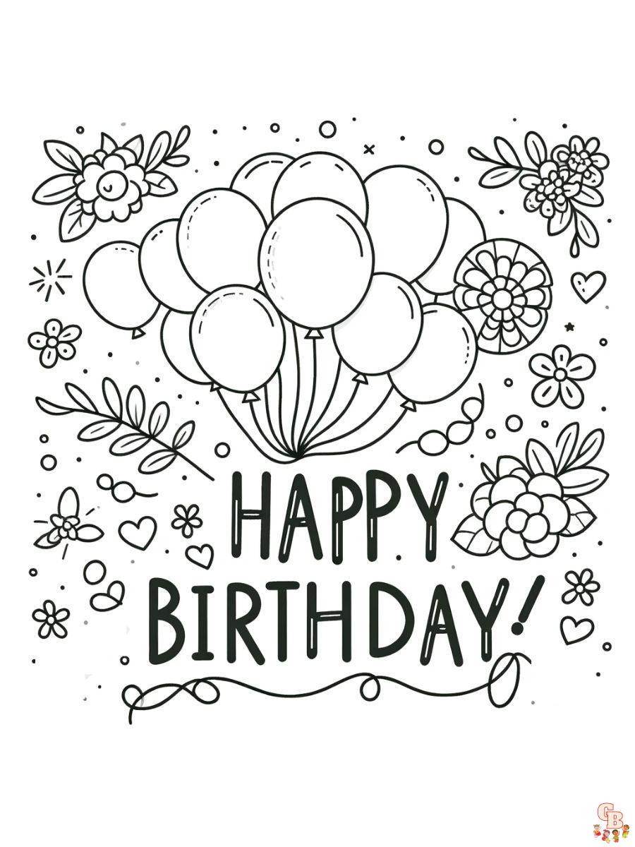 happy birthday card printable coloring pages