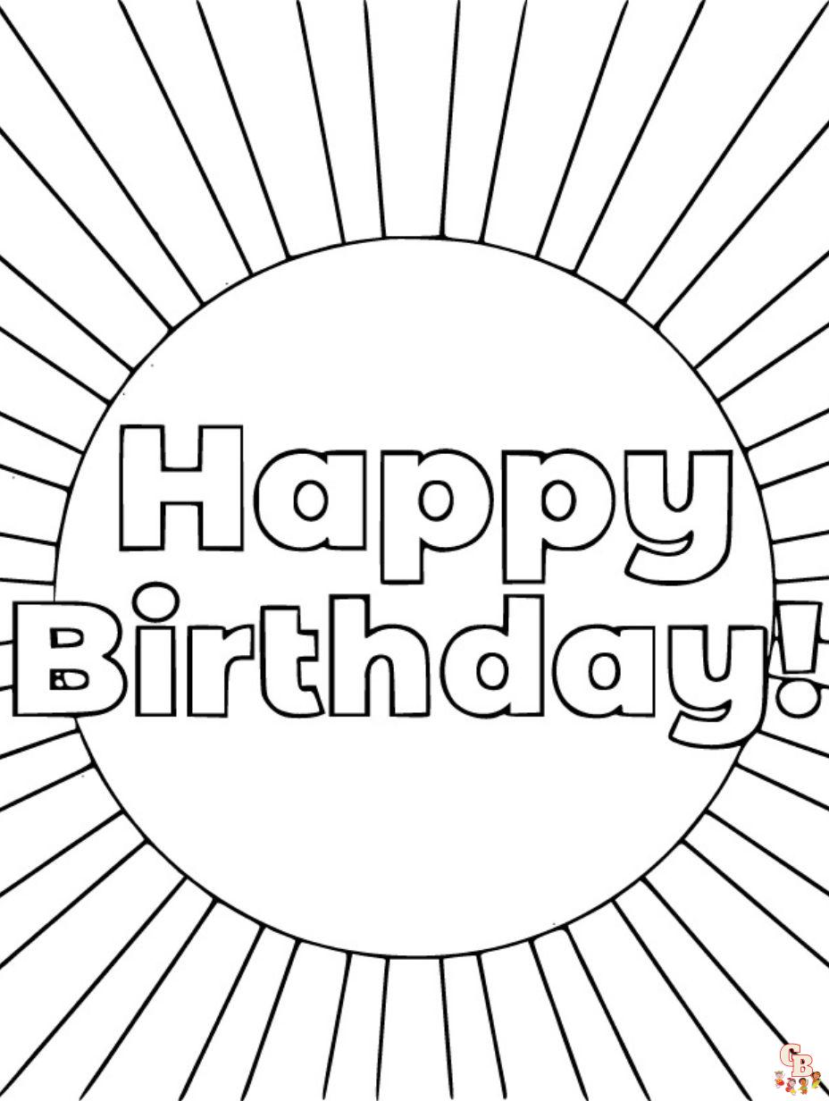happy birthday coloring page easy
