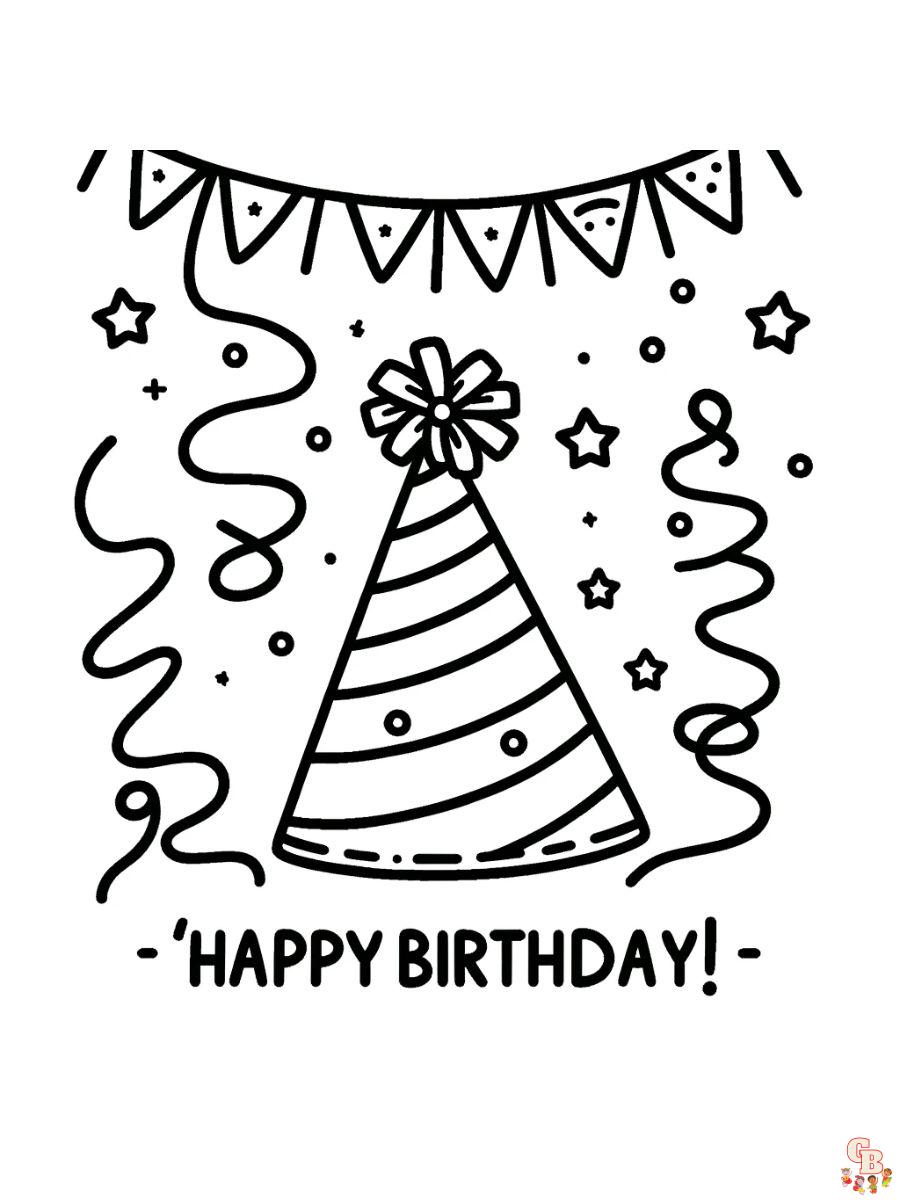 happy birthday coloring pages easy