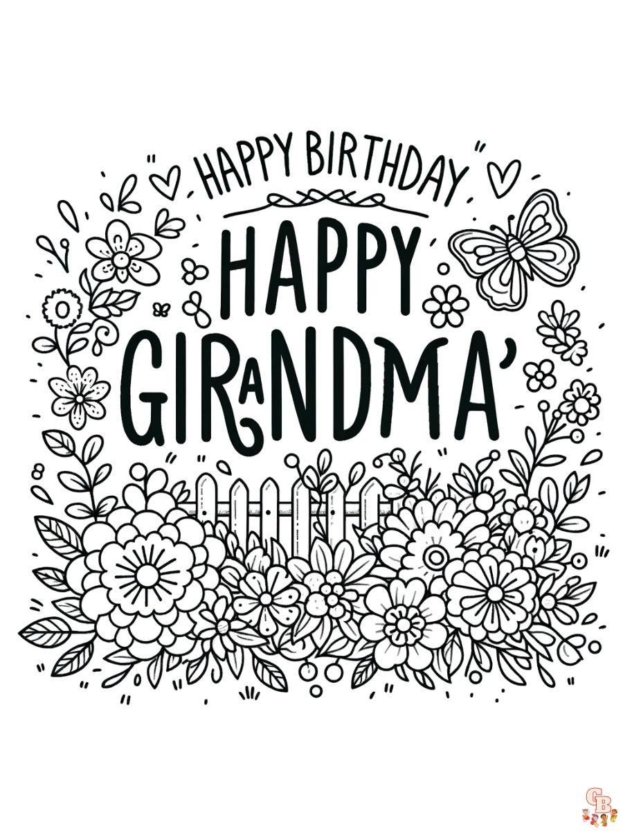 happy birthday grandma coloring pages free