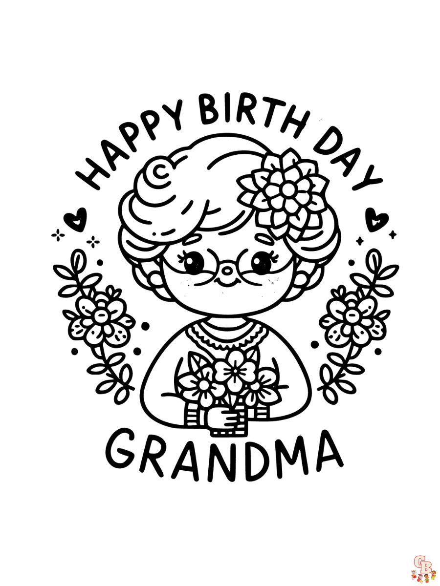 happy birthday grandma coloring pages printable