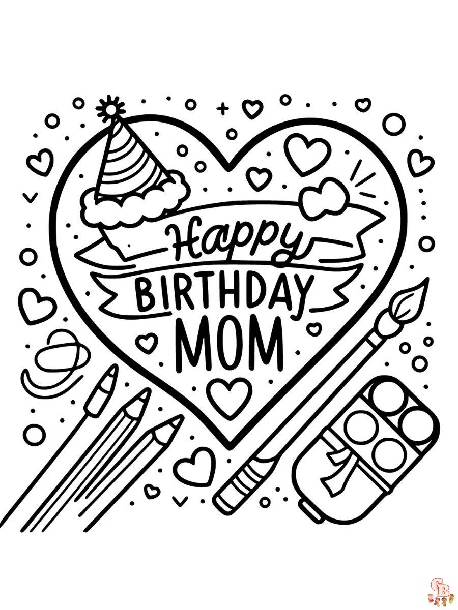 happy birthday mom coloring page printable