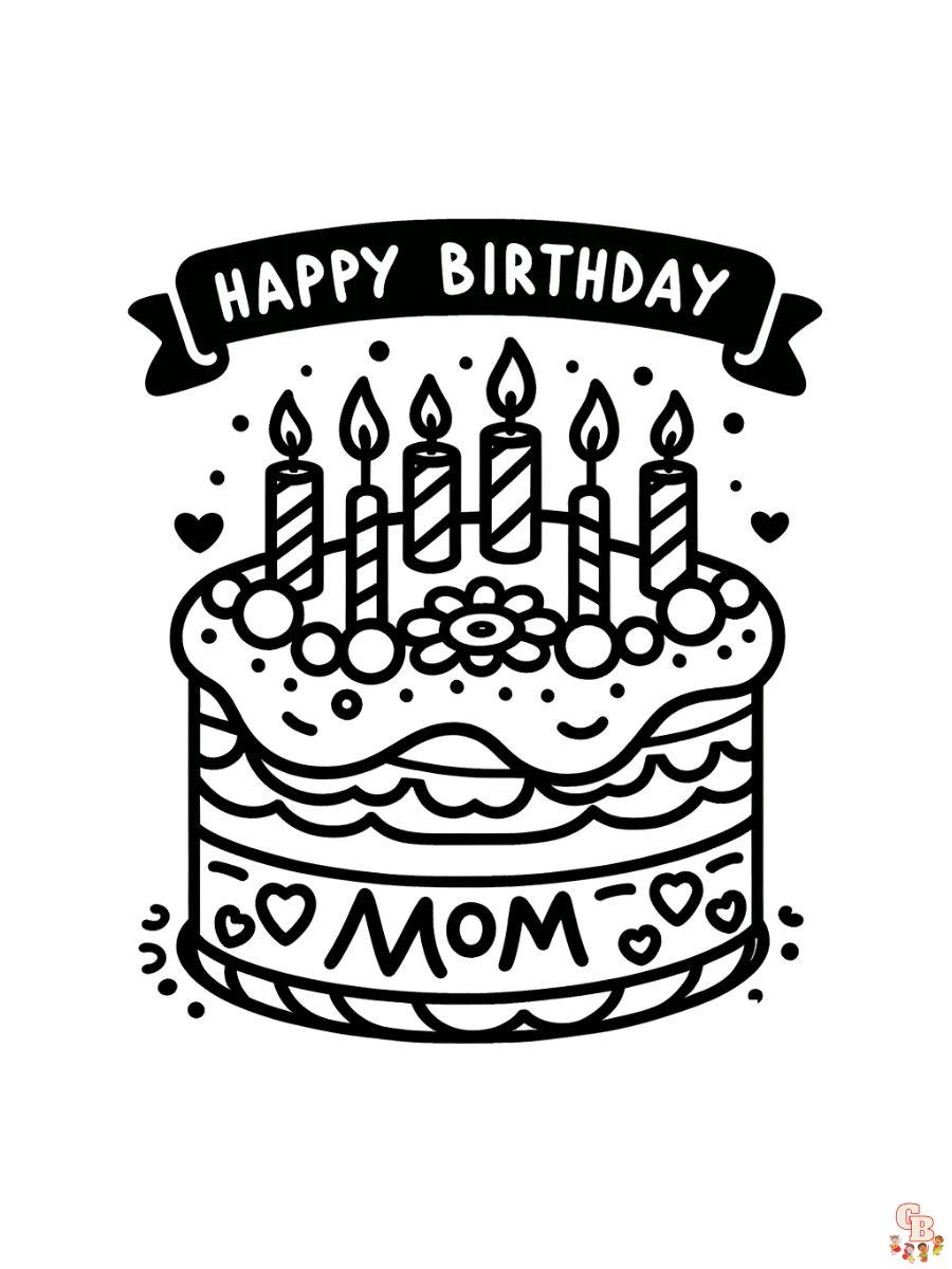 happy birthday mom coloring pages free printable