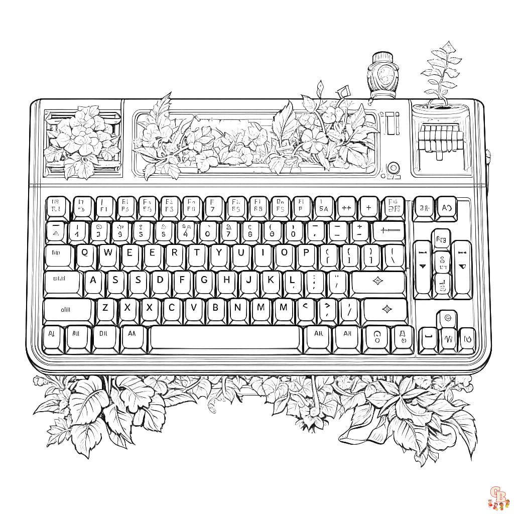 clavier coloré et noir et blanc pour livre de coloriage 3135225