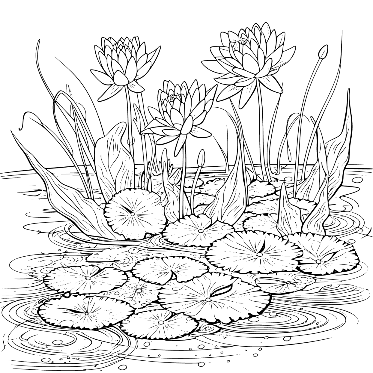 Printable Lily Pads Coloring Pages Free For Kids And Adults